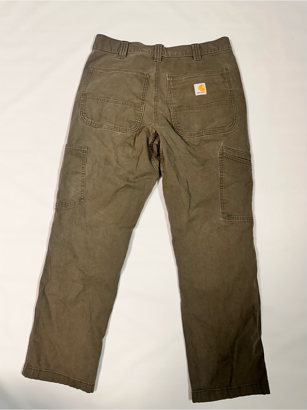 Carhartt Olive Green Cargo Work Pants - Utility Pocket Back